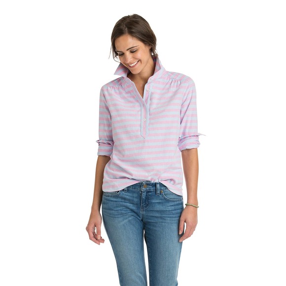 Vineyard Vines Tops - Vineyard Vines Relaxed Coastside Stripe Hi-Lo Popover Sz 6